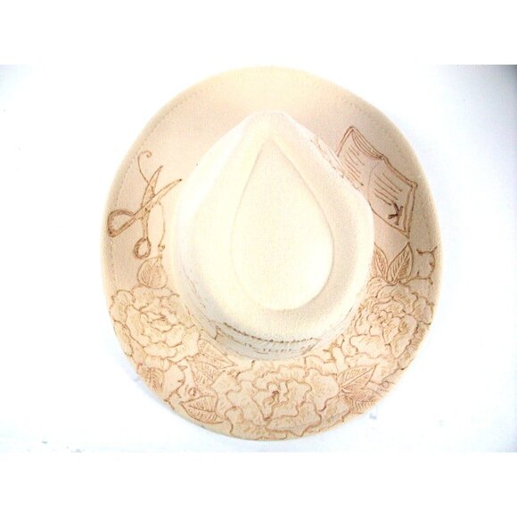 Custom Cowboy WSomens Fedora Hat Wide Brim Western Boho Cream Harry Potter Theme - Picture 2 of 6
